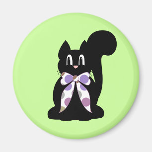 Niedlich Polka Dot Black Kitty Cat Magnet