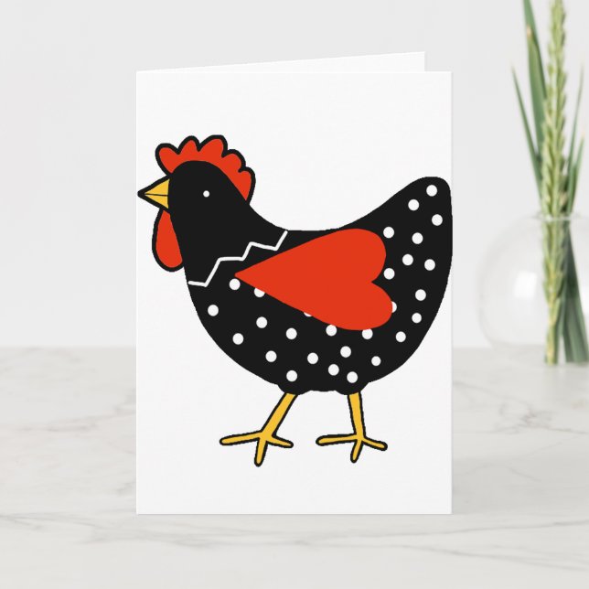 Niedlich Polka Dot Chicken Feiertagskarte (Vorderseite)