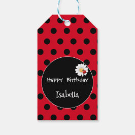 Niedlich Polka dot Ladybug Daisy Blume Geburtstags Geschenkanhänger