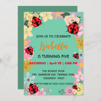 Niedlich Polka dot Ladybug Daisy Sprin Blume Gebur Einladung