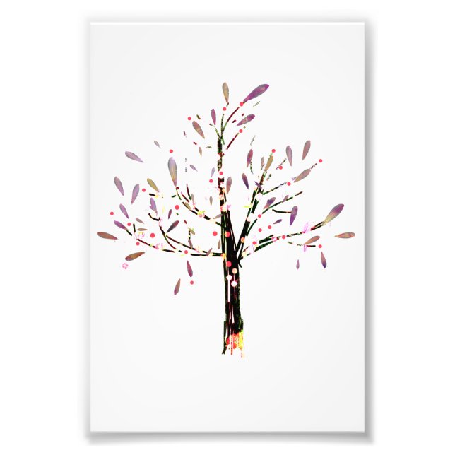 Niedlich Polka Dot Lavender Leaf Tree Fotodruck (Vorne)