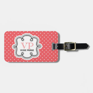 Niedlich Polka Dot Pattern Personalisiert Girly Gepäckanhänger