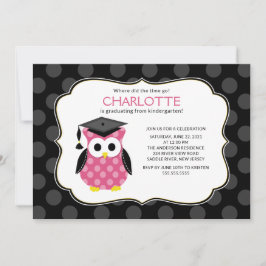 Niedlich Polka Dots Grad Owl Abschluss Einladung