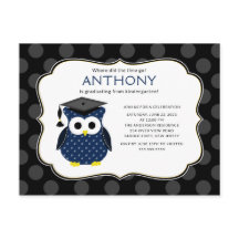 Niedlich Polka dots Grad Owl Boy Abschluss Einladu