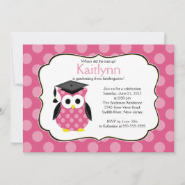 Niedlich Polka dots Grad Owl Girl Abschluss Einladung