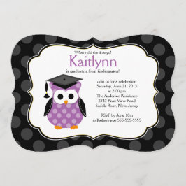 Niedlich Polka Dots Grad Owl Girls Abschluss Einladung