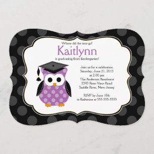 Niedlich Polka Dots Grad Owl Girls Abschluss Einladung