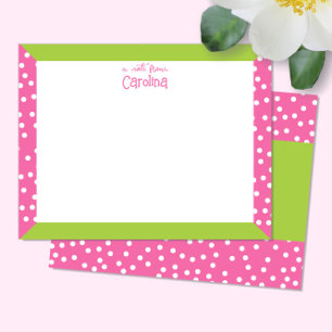 Niedlich Polka Dots Pink Green Frame Girly Station Mitteilungskarte