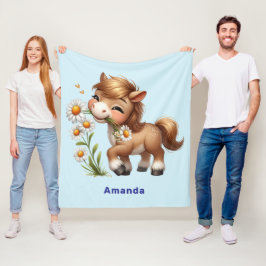 Niedlich Pony Eating Daisies Fleecedecke