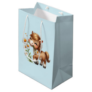Niedlich Pony Eating Daisies Mittlere Geschenktüte