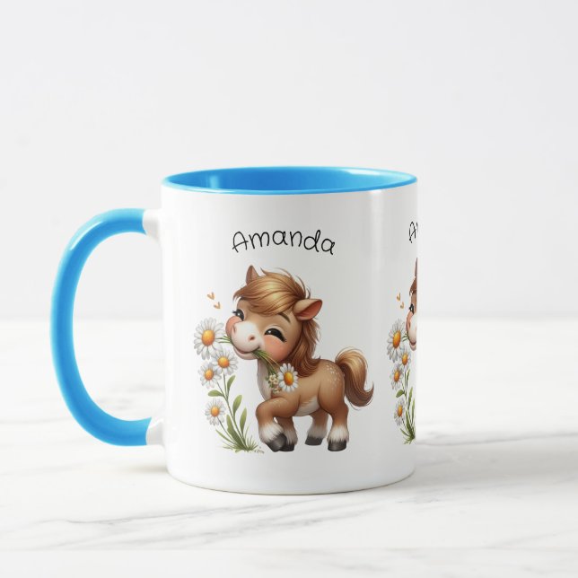 Niedlich Pony Eating Daisies Tasse (Links)