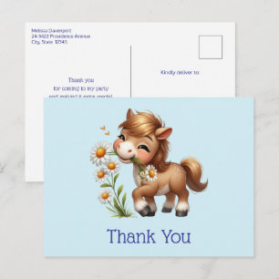 Niedlich Pony Eating Daisies Vielen Dank Postkarte