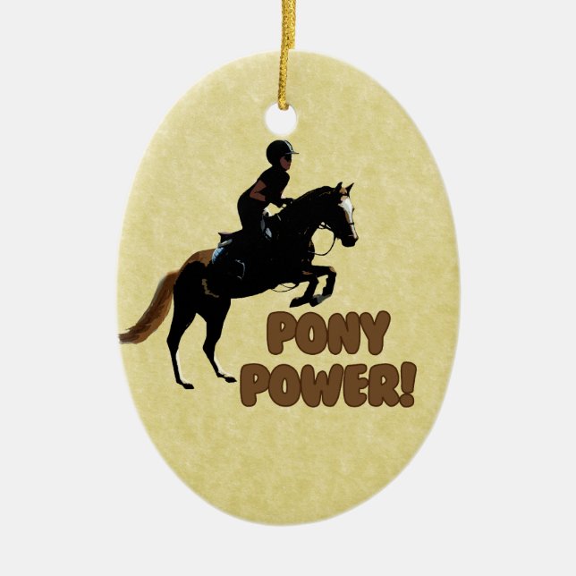 Niedlich Pony Power Reitsporn Keramik Ornament (Vorne)