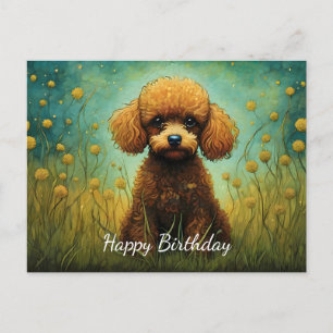 Niedlich Poodle Blume Glückwunsch zum Geburtstag Postkarte