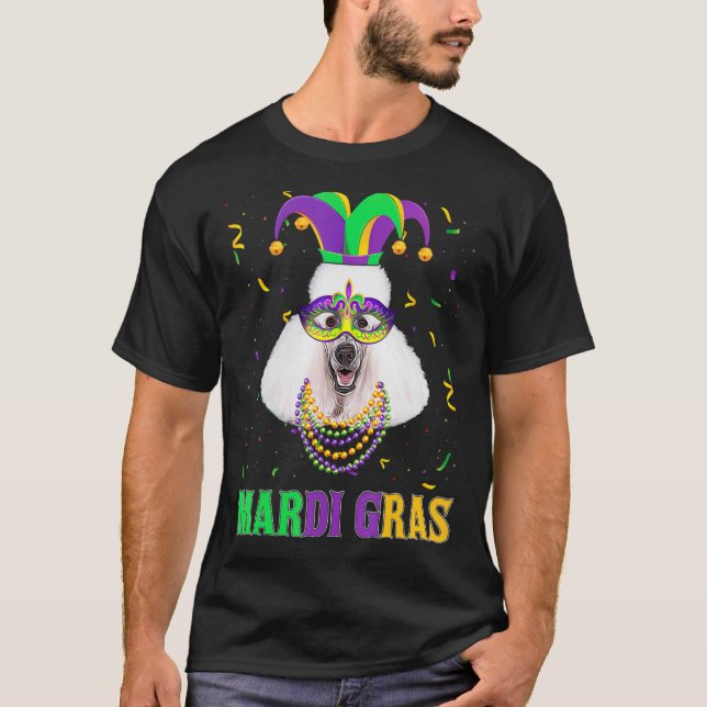 Niedlich Poodle Dog Lover Mardi Gras Carnival Part T-Shirt (Vorderseite)