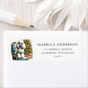 Niedlich Poodle Dog Weihnachten Wasserfarbenadress