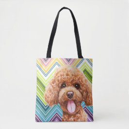 Niedlich Poodle farbenfrohe Zigzag Muster