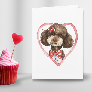 Niedlich Poodle Valentinstag Hunde Mama Liebe Rosa Feiertagskarte