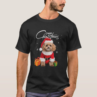 Niedlich Poodle Weihnachtsmannmütze Frohe Weihnach T-Shirt