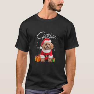 Niedlich Poodle Weihnachtsmannmütze Frohe Weihnach T-Shirt