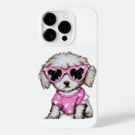 Niedlich Poodle Welpe mit rosa Sonnenbrille Case-Mate iPhone 14 Pro Hülle