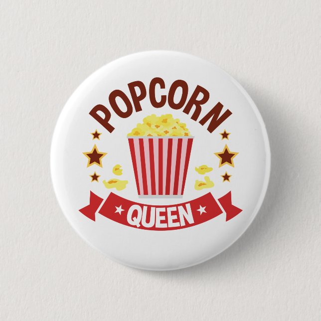 Niedlich Popcorn Queen Lover Girls Button (Vorderseite)