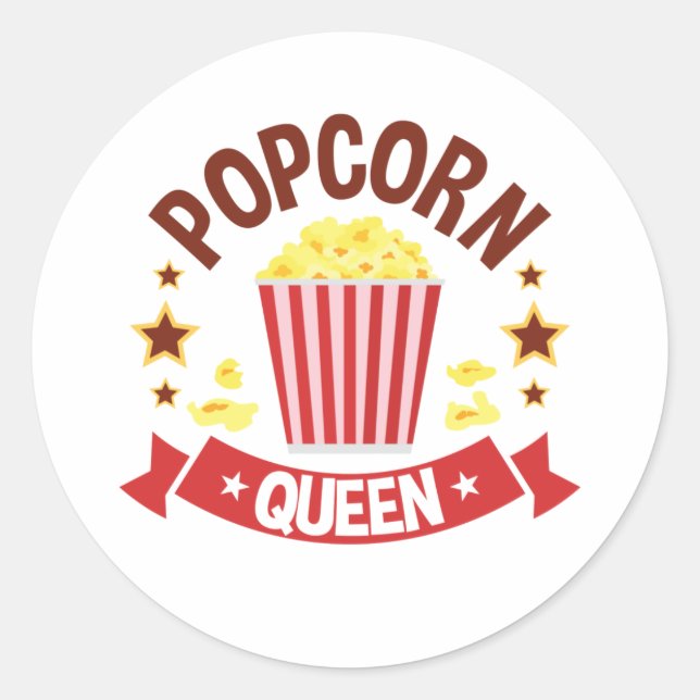 Niedlich Popcorn Queen Lover Girls Runder Aufkleber (Vorderseite)