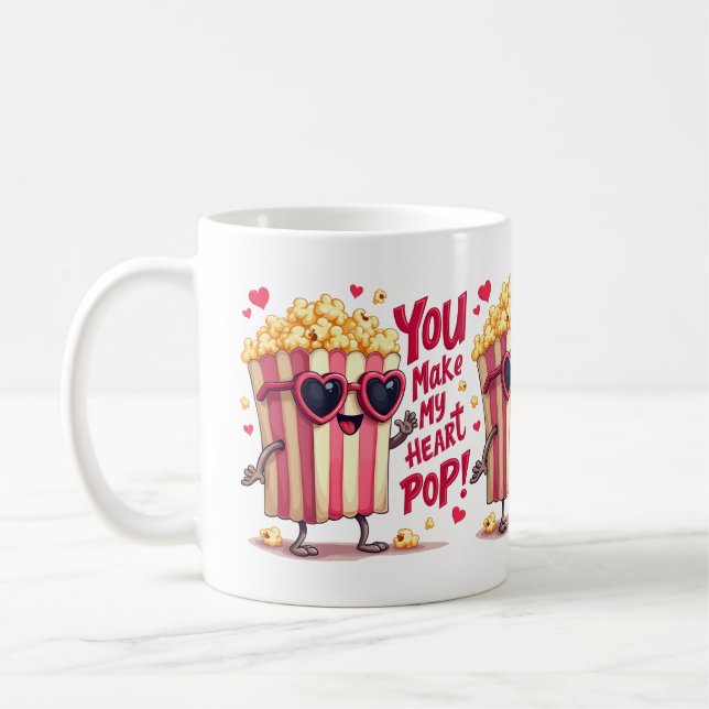 Niedlich Popcorn Valentine Sie machen mein Herz Po Kaffeetasse (Links)
