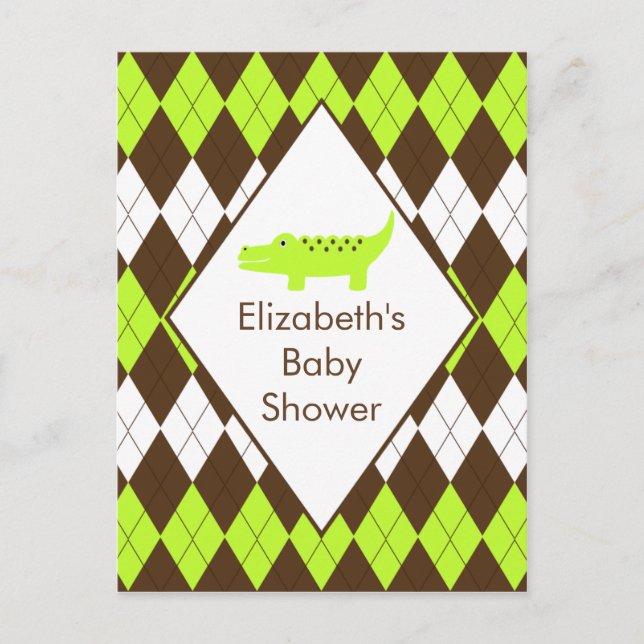 Niedlich Preppy Alligator Kinderdusche UAWG Postka Einladungspostkarte (Vorderseite)