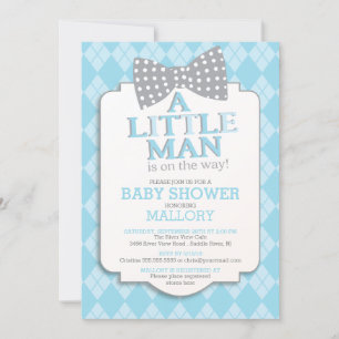 Niedlich Preppy Bow Krawatte Raute Little Man Baby Einladung