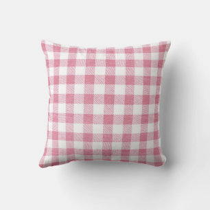 Niedlich Preppy Pink Gingham Kariertes Muster Kissen