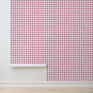 Niedlich Preppy Pink Small Gingham Kariertes Muste Tapete