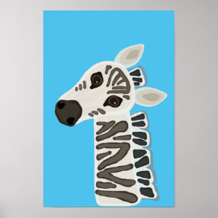 Niedlich Primitive Baby Zebra Cartoon Safari Tier Poster
