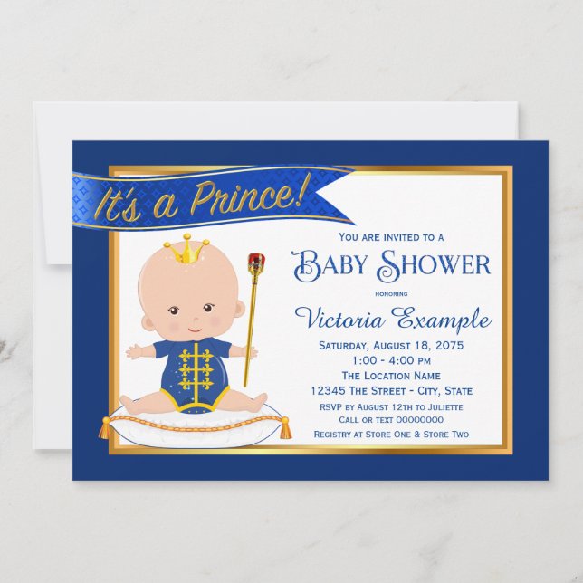 Niedlich Prince Baby Shower Einladungen (Vorderseite)