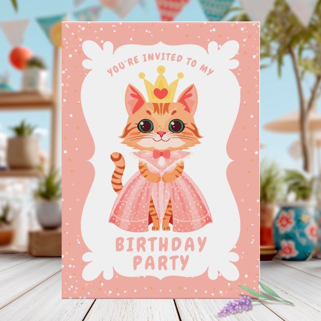 Niedlich Princess Cat Birthday Party Einladung (Von Creator hochgeladen)