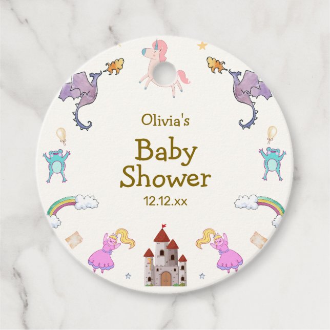 Niedlich Princess Dragon Unicorn Kinderdusche Geschenkanhänger (Vorderseite)