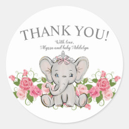 Niedlich Princess Elephant Baby Girl Dusche Vielen Runder Aufkleber