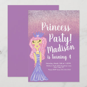 Niedlich Princess Party Doodle Einladung
