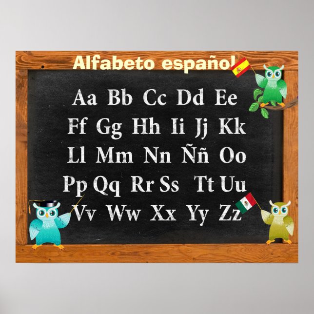 Niedlich Professor Owl Buho Alfabeto español Poster (Vorne)