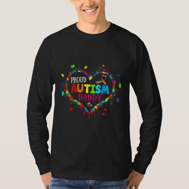 Niedlich Proud Autism Daddy Heart Puzzle Autism Aw T-Shirt (Vorderseite)