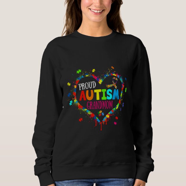 Niedlich Proud Autismus Großmutter Herzpuzzle Auti Sweatshirt (Vorderseite)