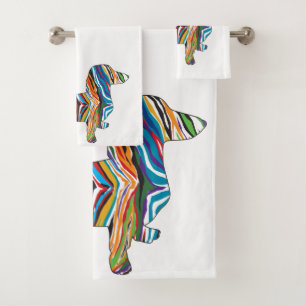 Niedlich Psychedelische Dackel Badhandtuch Set