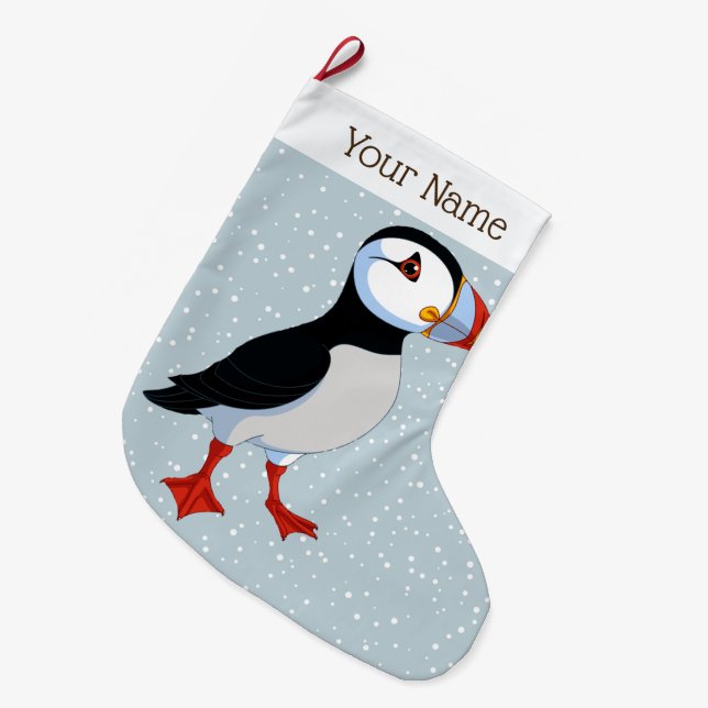 Niedlich Puffin Weihnachten Strumpf Großer Weihnachtsstrumpf (Vorderansicht (hängend))
