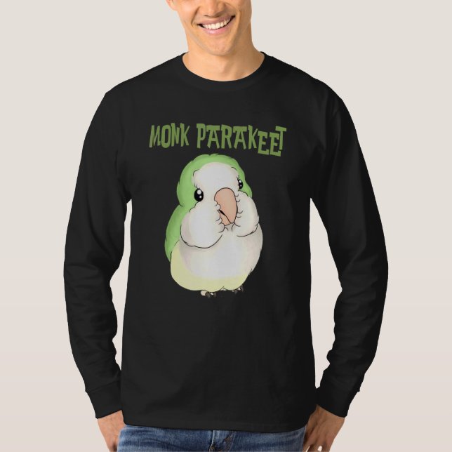Niedlich Puffy Monk Parakeet Quaker Parrot Bird T-Shirt (Vorderseite)
