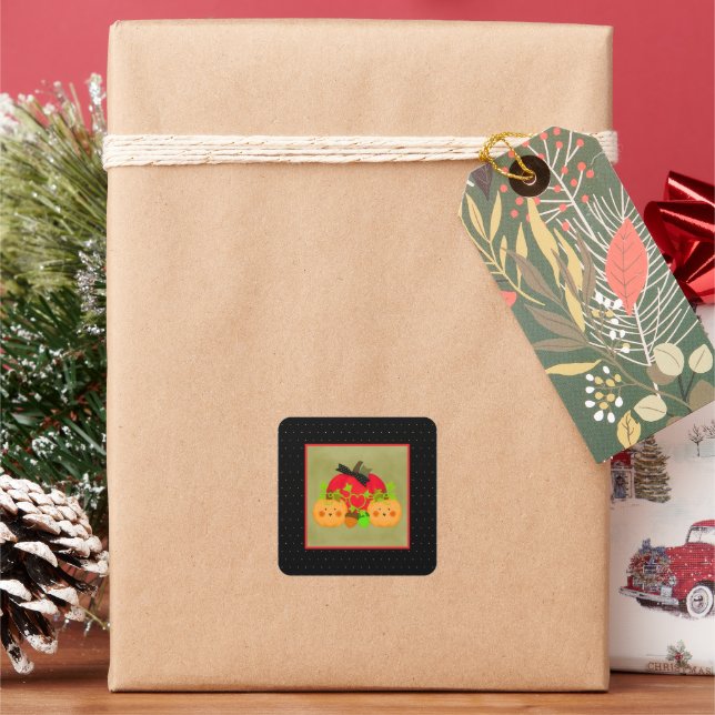 Niedlich Pumpkin Couple Halloween Brautparty Quadratischer Aufkleber (Feiertag)