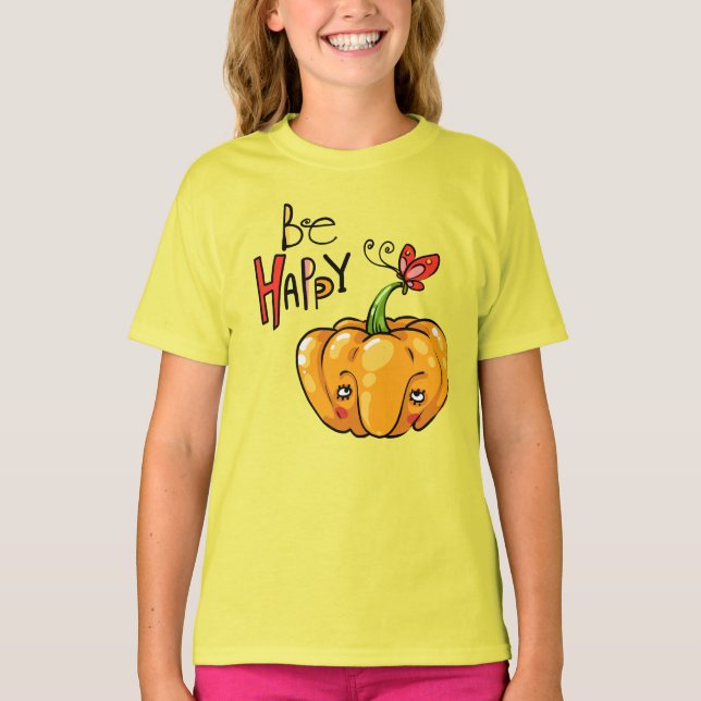 Niedlich Pumpkin "Hi" T-Shirt (Vorderseite)