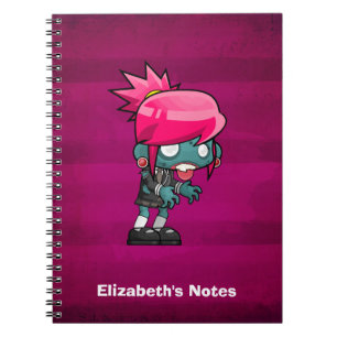 Niedlich Punk Rock Zombie Girl Illustration Notizblock