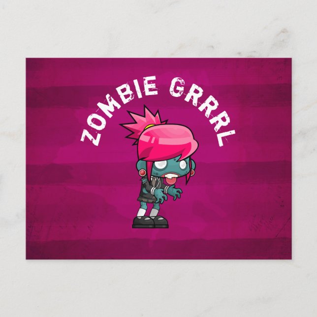 Niedlich Punk Rock Zombie Grrrl Postkarte (Vorderseite)