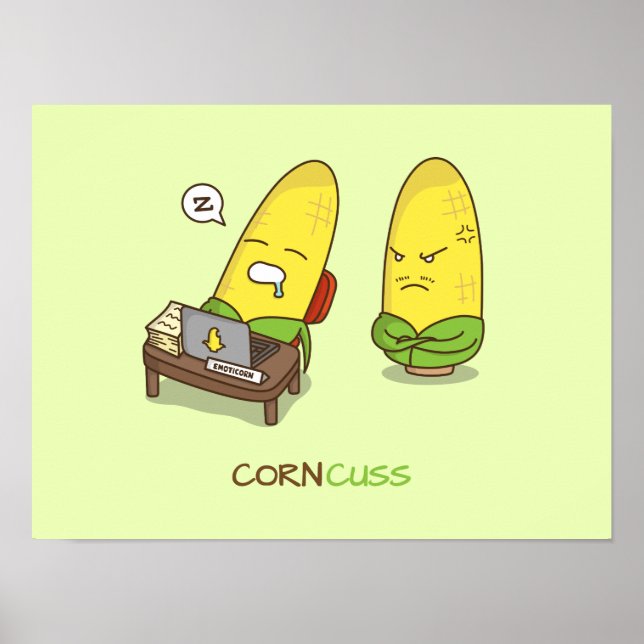 Niedlich Punny NSFW Cartoon Corn Konzuss Poster (Vorne)