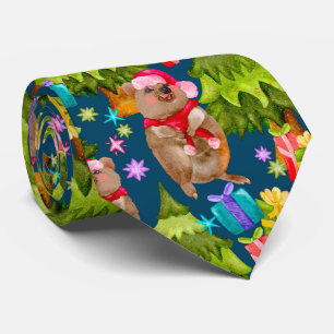 Niedlich Quokka Blue Christmas Krawatte